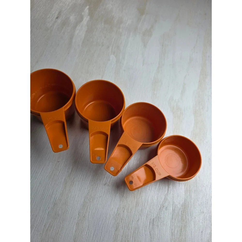 Vintage Tupperware Measuring Cup Set 4pc Burnt Orange Retro Kitchen 70s Boho